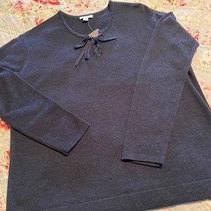 NWT J.Jill Cotton Knit Sweater, XS, Deep Blue